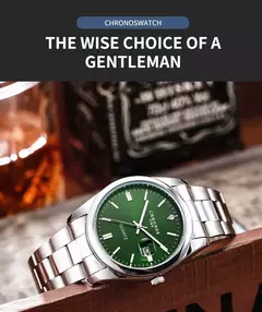 CHRONOS-Relógio de pulso masculino quartzo em aço inoxidável, impermeável, data luminosa, luxo, relógio masculino, Top Brand - comprar online