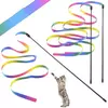 Gato de estimação brinquedos bonito engraçado arco-íris tiras vara gato teaser varinha brinquedos para gatos brinquedos interativos suprimentos para gatos produtos para animais de estimação