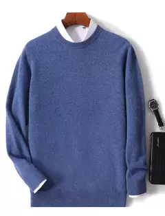 Suéter de manga comprida com o pescoço, 100% lã merino, top solto quente, cor sólida, clássico, pulôver de malha, outono inverno - Wolf Magazine