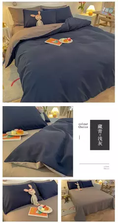 Lençóis de algodão lavados e capas de edredão, estilo japonês, peça dupla, conjunto de cama de quatro peças para estudante, três peças - loja online
