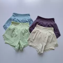 2 em 1 malha shorts esportivos para mulheres, secagem rápida, respirável, cintura alta, corrida, ioga, verão, 2024
