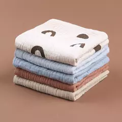 Imagem do Baby's Soft Absorbent Gaze Algodão Toalhas, Face Wipe, Lenço, Banhando Toalhinha de alimentação, 5Pcs