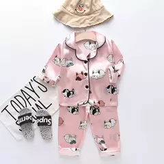 Pijama de manga comprida para meninos e meninas, roupa de casa confortável, calças de seda novas, primavera e outono, 0-4 anos na internet