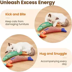 Imagem do Brinquedo de gato catnip simulação 3d peixe dourado gatinho brinquedos travesseiro interativo soando gato mastigar mordida brinquedos de pelúcia suprimentos para gatos