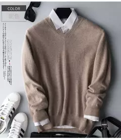 Suéter de algodão de caxemira masculino, pulôver, roupas masculinas, outono, inverno, 2022 - loja online
