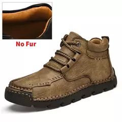 Jahseh novo couro botas de inverno com pele botas de tornozelo homens lazer mant - comprar online