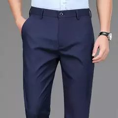 Calça stretch preta monocromática masculina, calça casual inteligente, secagem rápida, coreana, reta, escritório, primavera, outono, nova - comprar online