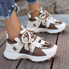 Novas mulheres tênis de malha respirável plataforma tênis feminino casual rendas até ao ar livre sapatos femininos baixo topo zapatos de mujer - loja online