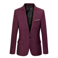 Fato de blazer fino masculino, manga comprida, bolsos, um botão, lapela, casual, festa formal, masculino, outono, parte superior - loja online