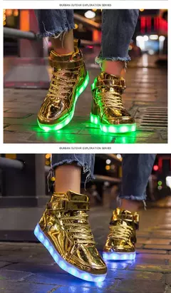 Tênis luminosos infantis, tênis de LED com sola luminosa, sapatos iluminados para crianças, meninos e meninas, tamanho 25-40
