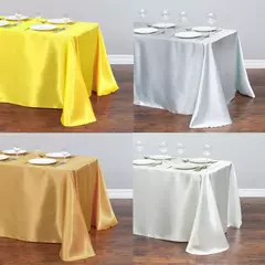 Monocromática Toalha De Mesa De Cetim, Cobertura De Mesa, Toalha De Mesa, Sobreposição, Aniversário, Casamento, Banquete, Restaurante, Festival, Fornecimento De Festa na internet