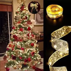 LED Ribbon Fairy Lights para Natal, enfeites de árvore de Natal, decoração, DIY Bows, String Light, Ano Novo, 2025, 2025 na internet