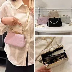 Saco de noite luxuoso para mulheres, alto design, banquete de festa, saco de glitter para senhoras, embreagem do casamento, bolsa de ombro, bolsa de corrente, marca