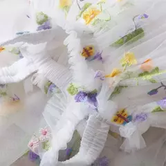 Vestido de malha bordado feminino, Alça de fada, Asas de arco traseiro, Princesa, Aniversário, Doces Bebés, Verão