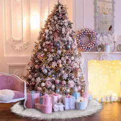 Imagem do Saia de árvore de natal 48/78/90/122cm, presente de natal, saia de árvore de pele sintética branca para festa de feriado, cerimônia, decorações de árvore de natal