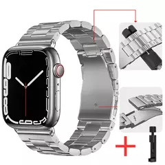 Pulseira de metal para Apple Watch, pulseira de aço inoxidável, pulseira para iWatch Series 7, 6, 5, 4, SE2, 9, 8 Ultra, 44mm, 40mm, 45mm, 41 milímetros, 42 milímetros, 49 milímetros - loja online