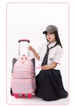 Rolling School Bags for Girls, Mochila impermeável para crianças com rodas, Trolley Luggage Back Pack, Ensino médio - comprar online