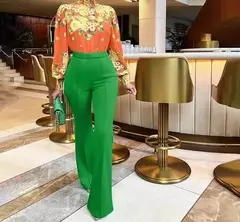 Calça feminina casual de cintura alta, temperamento pendular, moda feminina, micro calças largas, roupa simples, outono, nova - comprar online