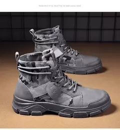 Imagem do Botas masculinas casuais ao ar livre botas de deserto outono moda camuflagem rendas sapatos de plataforma homem botas masculinas zapatos hombre