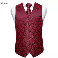 Festa de casamento ouro colete paisley floral jacquard colete masculino 4 pçs colete gravata lenço anel hanky abotoaduras conjunto dibangu - loja online