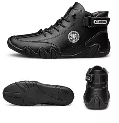 CLOHOO-Sapatos masculinos casuais de couro, tênis ao ar livre, sapatos confortáveis, botas masculinas de luxo, nova moda, 2024 - comprar online