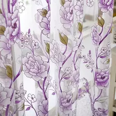 Peony Tule Cortinas para Porta e Janela da Cozinha, Jacquard Sheer Voile, Cortinas de Fios, Sala e Quarto, 100x200cm, Y, 1PC - comprar online
