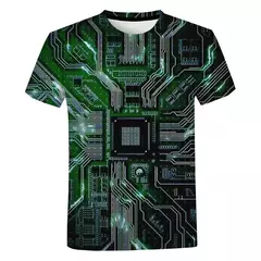 Camiseta gráfica de placa de circuito impresso 3D masculina e feminina, camiseta casual, chip eletrônico, camiseta criativa, tops de ginástica de verão na internet