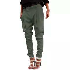 Mulheres chique moda escritório wear harem lápis calças 2023 novo elástico na cintura botão feminino calças casuais streetwear - comprar online