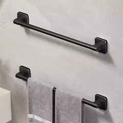 Auto-adesivo Titular Toalha Banho, Toalha Bar sem perfuração, Trilho Branco, Preto - comprar online