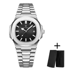 Poedagar relógio de luxo negócios à prova dwaterproof água masculino relógio luminoso data aço inoxidável quadrado quartzo relógio masculino reloj hombre 2024 novo - comprar online