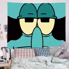 Lula Molusco Tentáculos Desenhos Animados Pano De Fundo, Tapeçaria Estética Quarto, Pendurado Na Parede, Decoração Do Quarto na internet