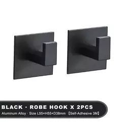 Gancho de parede adesiva forte para cozinha e banheiro, adesivo preto, cabide, cabide, roupeiro, 3m, 1-4pcs - loja online