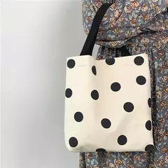 Sacola de lona monocromática para mulheres, designer, bolsa casual, bolsa de ombro, grande capacidade, algodão, reutilizável, praia, compras - loja online