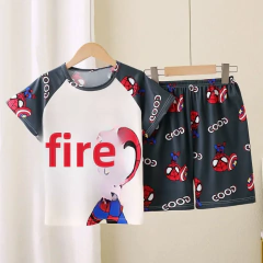 Novo verão crianças pijamas conjunto de 2 peças roupas de ar condicionado para meninos meninas bebê manga curta roupas para casa na moda