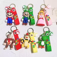 Super mario 3d dos desenhos animados chaveiro mario bros luigi sapo yoshi bowser figura de ação modelo pvc saco dos desenhos animados boneca pingente brinquedos presente na internet