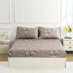 Plum Blossom Elástico Lençol, Lençol, Fronhas * 2, Sem PillowCore, Colchão de Proteção, 100% Poliéster, 3 Pcs - comprar online