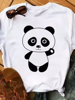 Maycaur-camiseta de manga curta para mulher, top solto com estampa de panda fofa, casual e solta, verão