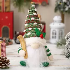 AlliLit-Christmas Doll Sled Elf Ski Gnome com luz LED, decorações para casa, Natal, Ano Novo, 28cm, 2024 na internet