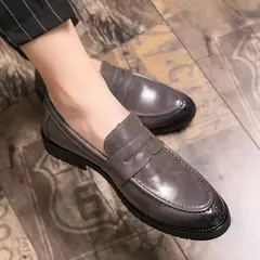Primavera e outono dos homens sapatos pretos sapatos de vestido mocassins de couro casual para a tendência da moda de luxo masculino estilo britânico deslizamento em sapatos - Wolf Magazine
