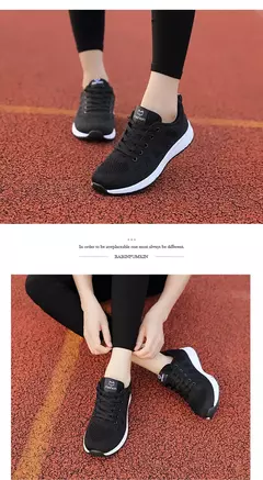 Mulheres tênis casuais moda malha respirável sapatos planos ao ar livre confortável antiderrapante sapatos de caminhada tenis feminino - Wolf Magazine