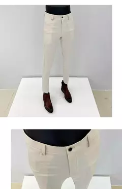 Homens terno calças calças formais pantalone hombre estiramento fino cor sólida vestido casual calças de comprimento total moda novas roupas masculinas - comprar online