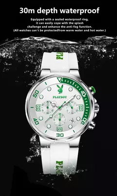 PLAYBOY-Relógios de pulso quartzo impermeável masculino, relógios esportivos, pulseira de silicone, relógio de luxo, marca top, 2022 - comprar online