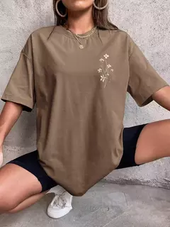 Lindos clusters de flores femininos estampa camisetas de algodão, tops casuais respiráveis macios de manga curta, roupas de rua soltas e confortáveis - loja online