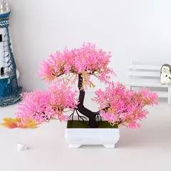 Imagem do Plantas artificiais decoração em vaso bonsai pequeno vaso de árvore planta falsa vaso zen jardim ornamentos mesa decoração do quarto casa