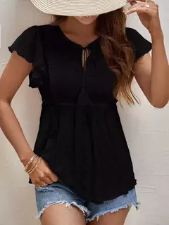 Blusas finas casuais monocromáticas femininas, camisas vintage, tops elegantes para jovens, moda feminina, verão, 2024 - Wolf Magazine