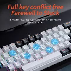 Imagem do MUCAI-MK61 USB Teclado Mecânico Gaming, Interruptor Vermelho, RGB Backlit, Hot Swappable, 61 Chaves, Com Fio, Cabo Destacável