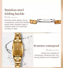 Imagem do OLEVS-Mulheres Rose Gold Quartz Relógios De Pulso, Senhoras Relógios De Diamante, Pulseira De Aço De Tungstênio, Impermeável, Nobre, 5501