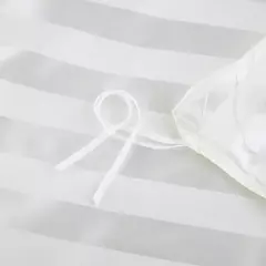 Satin Striped Duvet Cover, sedoso como edredão, conjunto de cama de luxo, completo, rainha, rei, solteiro, duplo tamanho, marfim White Stripe na internet