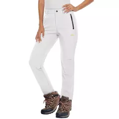 MAGCOMSEN-Calça de lã feminina com bolsos de zíper, calça reta impermeável, carapaça macia, esqui quente com neve, outono e inverno - Wolf Magazine