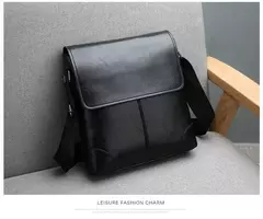 Imagem do Bolsa crossbody impermeável para homens, cor sólida, grande capacidade, pasta portátil, armazenamento de couro PU, sacos de ombro, meninos
